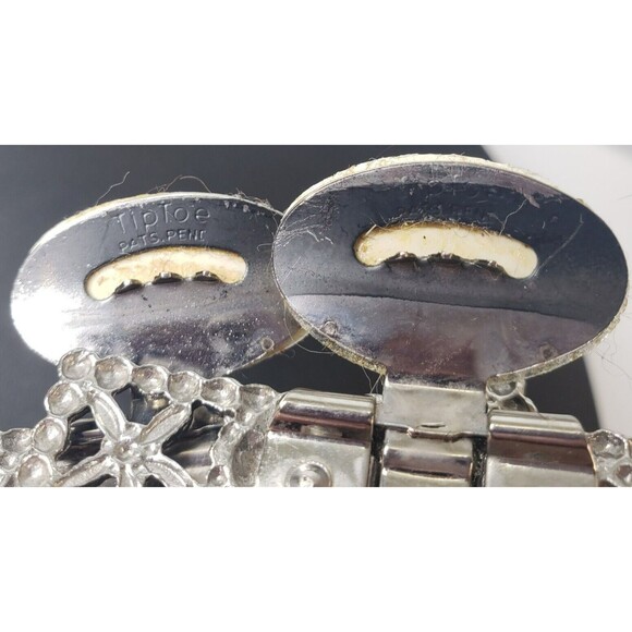 Vintage Antique1920’s ART DECO Metal Marcasite Design SHOE CLIPS signed TIP TOE - Picture 13 of 15